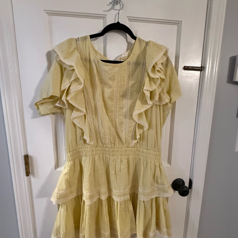 LoveShackFancy Yellow Ruffle Mini Dress